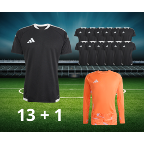 Komplet Spillers�t til Kamp - Adidas Tiro26 13+1 sort + orange m�lmandstr�je 