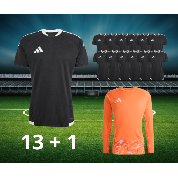 Komplet Spillers�t til Kamp - Adidas Tiro26 13+1 sort + orange m�lmandstr�je 