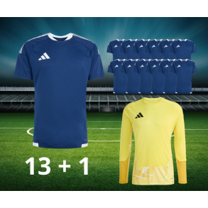 Komplet Spillers�t til Kamp - Adidas Tiro26 13+1 navy + gul m�lmandstr�je 