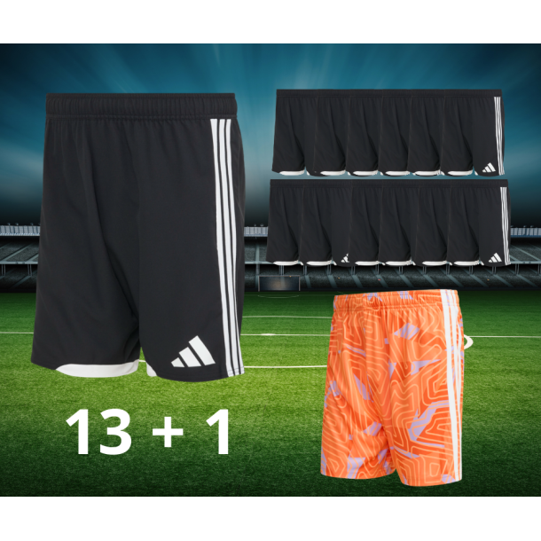 Adidas Tiro26 Competition Shorts Spillers�t 13+1 i farven: sort + orange � Komplet Holds�t med Shorts