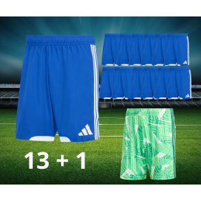 Adidas Tiro26 Competition Shorts Spillers�t 13+1 i farven: Bl� + Gr�n � Komplet Holds�t med Shorts