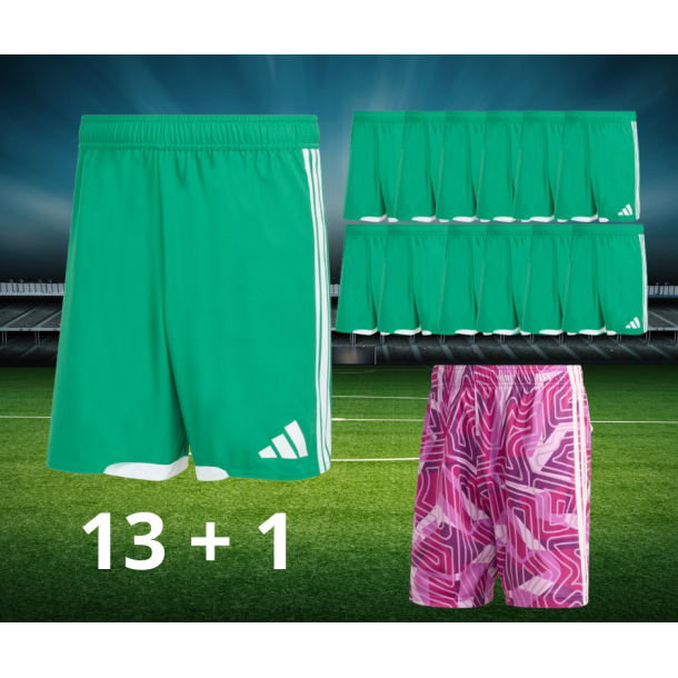 Adidas Tiro26 Competition Shorts Spillers�t 13+1 i farven: gr�n + pink � Komplet Holds�t med Shorts