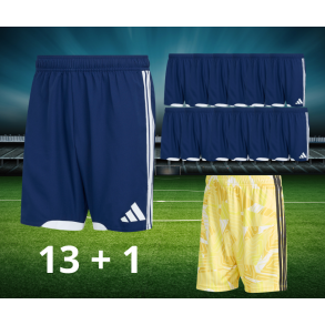 Adidas Tiro26 Competition Shorts Spillers�t 13+1 i farven: Navy + Gul � Komplet Holds�t med Shorts