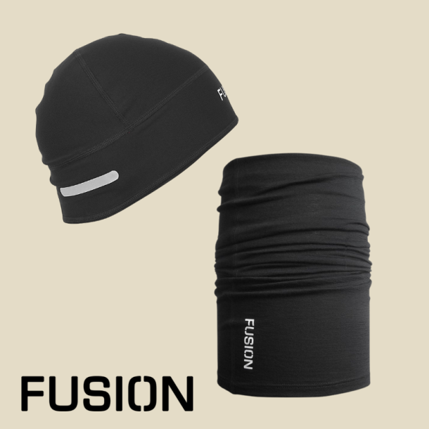 Fusion Vinterpakke  Lbehue og Halsedisse i Sort  Onesize