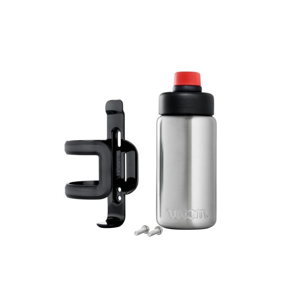 woom GLUG stainless steel thermo bottle and holder