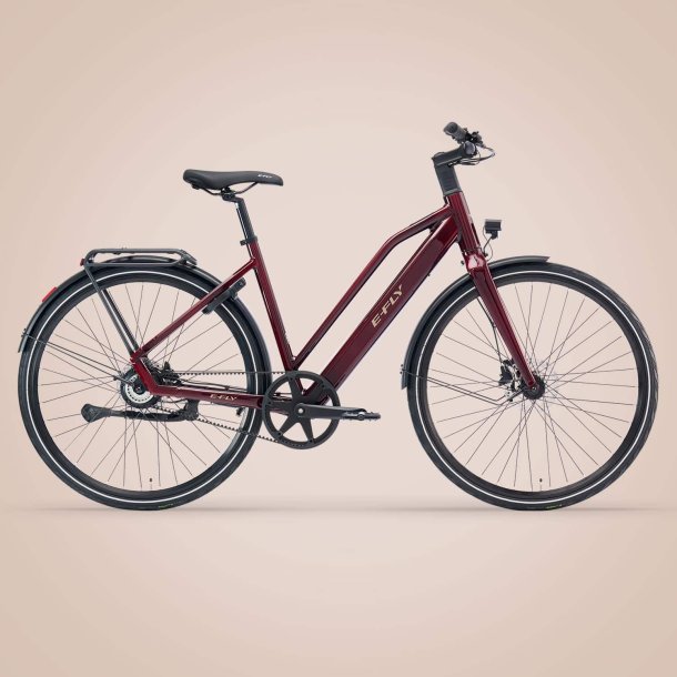 EOS Dame Merlot Red Metallic � Elegant Elcykel med Remtr�k