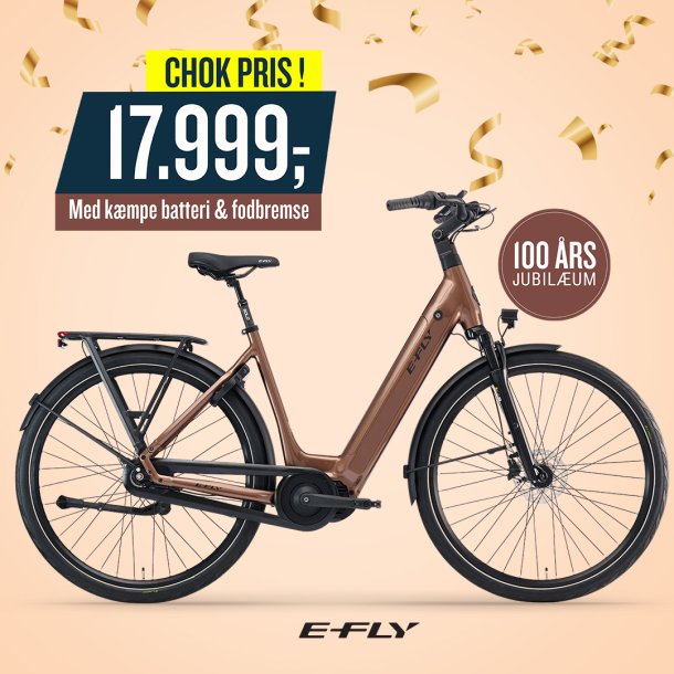 E-FLY Vela Copper � Komfortabel elcykel med 80Nm centermotor p� kampagne | Vildbjerg Cykler 